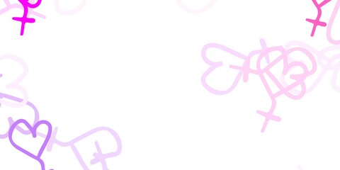 Light Purple, Pink vector backdrop with woman's power symbols.