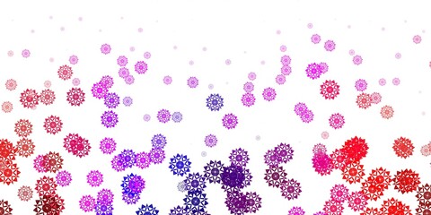 Light pink, red vector pattern with colored snowflakes.