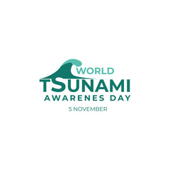 World Tsunami Awareness Day, 5 November. High tide waves conceptual illustration vector.