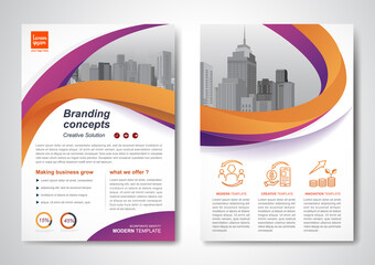 Template vector design for Brochure, AnnualReport, Magazine, Poster, Corporate Presentation, Portfolio, Flyer, infographic, layout modern with colorful size A4, Front and back, Easy to use and edit.