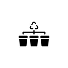 Waste Sorting Icon in black flat glyph, filled style isolated on white background