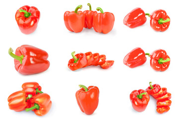 Collection of paprika close-up on white