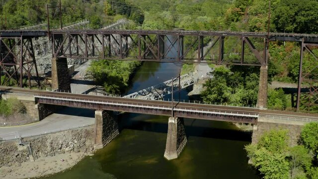 Trestle and Lower Train Bridge run across Susquehanna River Aerial