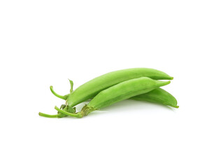 Pods of green peas isolated on the white background
