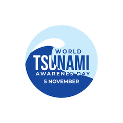 World Tsunami Awareness Day, 5 November. High tide waves conceptual illustration vector.