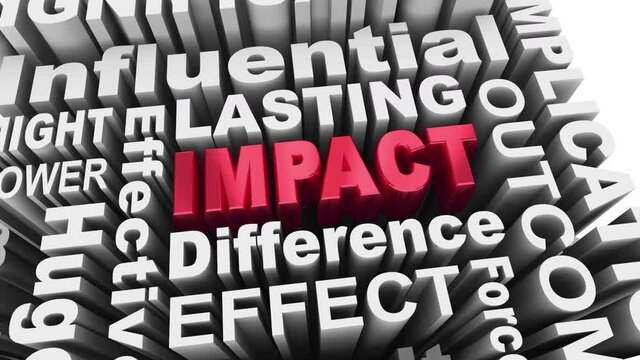 Impact Word Collage Big Huge Change Make Difference Result 3d Animation