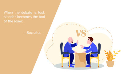 Two businessmen debate talking about serious topic. Angry businessman