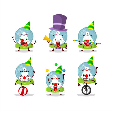 Cartoon character of snowball with snowman with various circus shows
