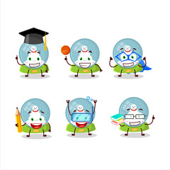 School student of snowball with snowman cartoon character with various expressions