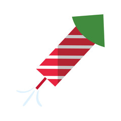 happy merry christmas firework rocket flat style icon