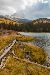 Woods Lake With Fall Color on Wilson Peak,Placerville, Colorado, USA