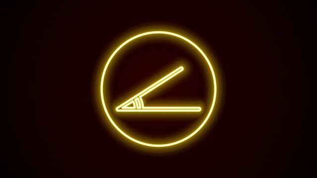 Glowing neon line Acute angle of 45 degrees icon isolated on black background. 4K Video motion graphic animation