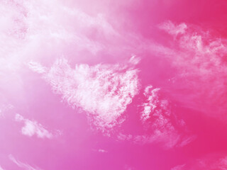 Pink sky and bright white clouds