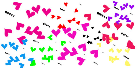 Shapes hearts on white background.