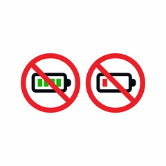 Simple Battery Stop Warning Rules Vector Icon