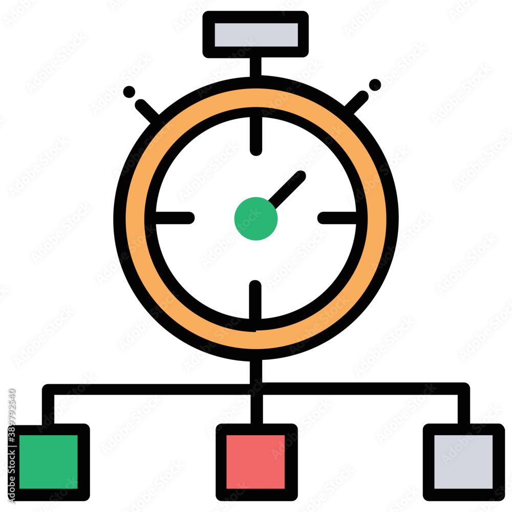 Wall mural a stopwatch connected with a network symbolising website speed test concept