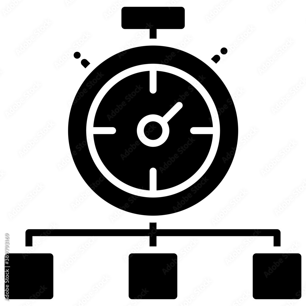Wall mural a stopwatch connected with a network symbolising website speed test concept