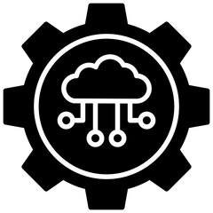 
Cloud with cogwheels and arrows symbolising cloud computing operations
