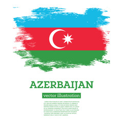 Azerbaijan Flag with Brush Strokes. Independence Day.