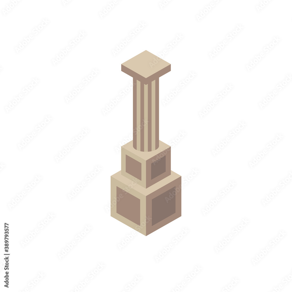 Poster monument column park Isometric style icon