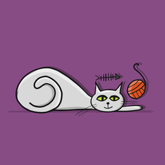 Funny cat character, sketch for your design