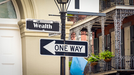 Obraz premium Street Sign to Wealth