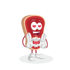 Meat Logo mascot in love pose
