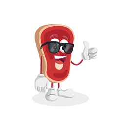 Meat logo mascot thumb pose