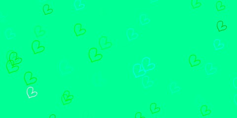 Light Green vector texture with lovely hearts.