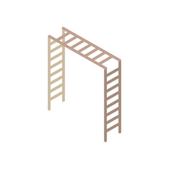 wooden bars and stairs park Isometric style icon