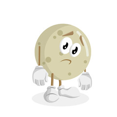 Moon Logo mascot sad pose