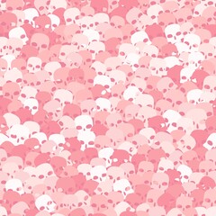 Cool skulls in white and pink halftone colors. Vector illustration of a skull