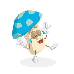 Mushroom Logo mascot happy pose