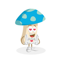 Mushroom Logo mascot in love pose