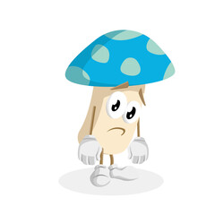 Mushroom Logo mascot sad pose