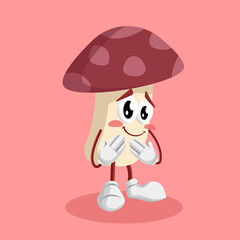 Mushroom Logo mascot ashamed pose