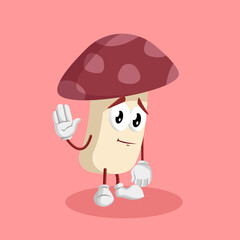 mushroom Logo mascot goodbye pose