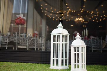 white decoration in a wedding party venue