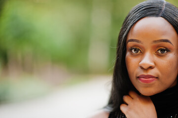 Close up portrait of fashionable african american woman.