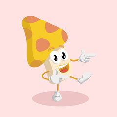 Mushroom Logo Mascot Hi pose