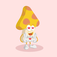 Mushroom Logo mascot in love pose