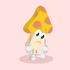 Mushroom Logo mascot sad pose