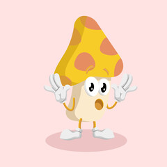 ushroom Logo mascot surprise pose