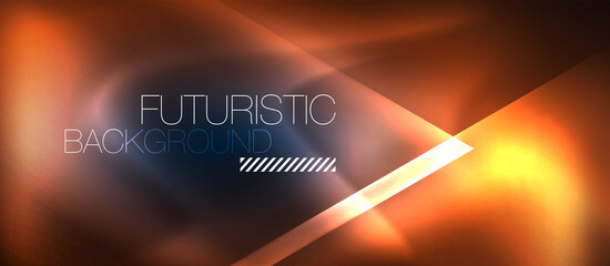 Neon geometric abstract background. Triangles with color glowing light effects in the dark. Vector illustration for covers, banners, flyers and posters and other