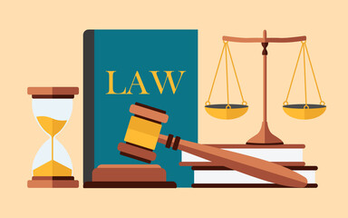 Law and justice concept. vector illustration in flat style. Design elements, symbols and icons.