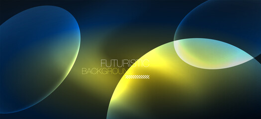 Neon ellipses abstract backgrounds. Shiny bright round shapes glowing in the dark. Vector futuristic illustrations for covers, banners, flyers and posters and other