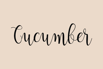 Cucumber Cursive Calligraphy Black Color Text On Light Golden Yellow Background