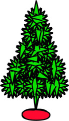 Pino de navidad. Árbol de navidad. Feliz navidad, dibujo vector