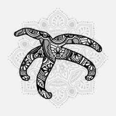 Vector illustration of a sea animal mandala for coloring book. Sea Animal Mandala for Silhouette Cameo and Cricut.