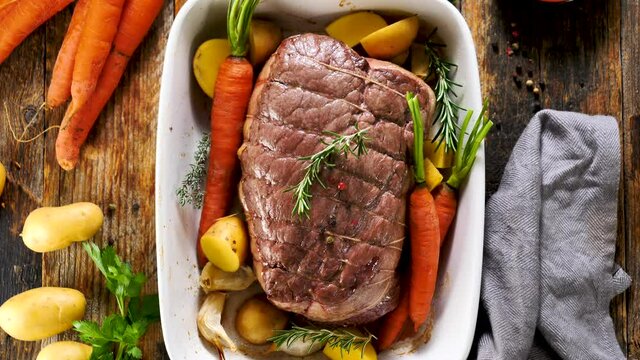 roast beef with carrot and potato